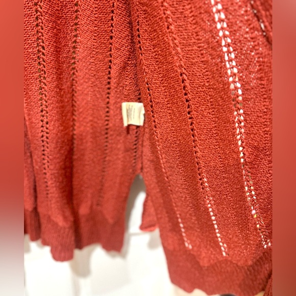 Meadow Rue Anthropologie Rust Open Knit Cardigan Sweater Boho Small (No Belt) - Picture 7 of 10
